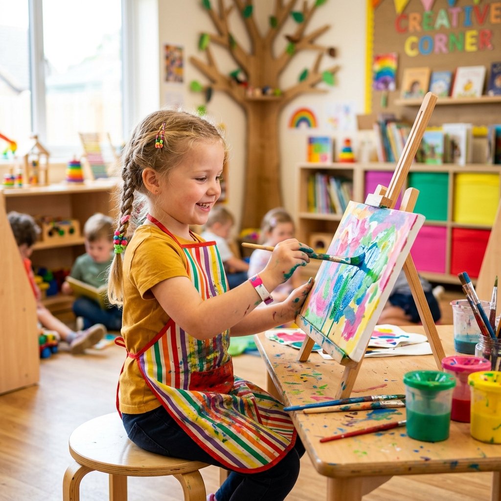 Child painting at StepStones
